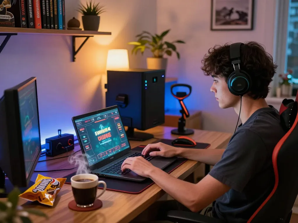 Player engaging with alo8's online gaming interface, showcasing an exciting and cozy home casino experience.
