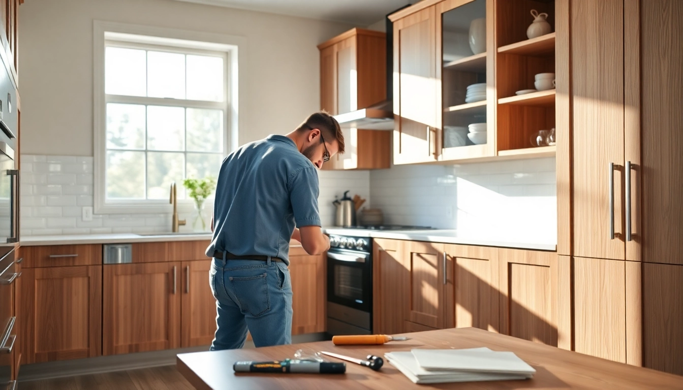 Transforming cabinets with professional Cabinet Refacing Saint Petersburg FL craftsmanship in action.