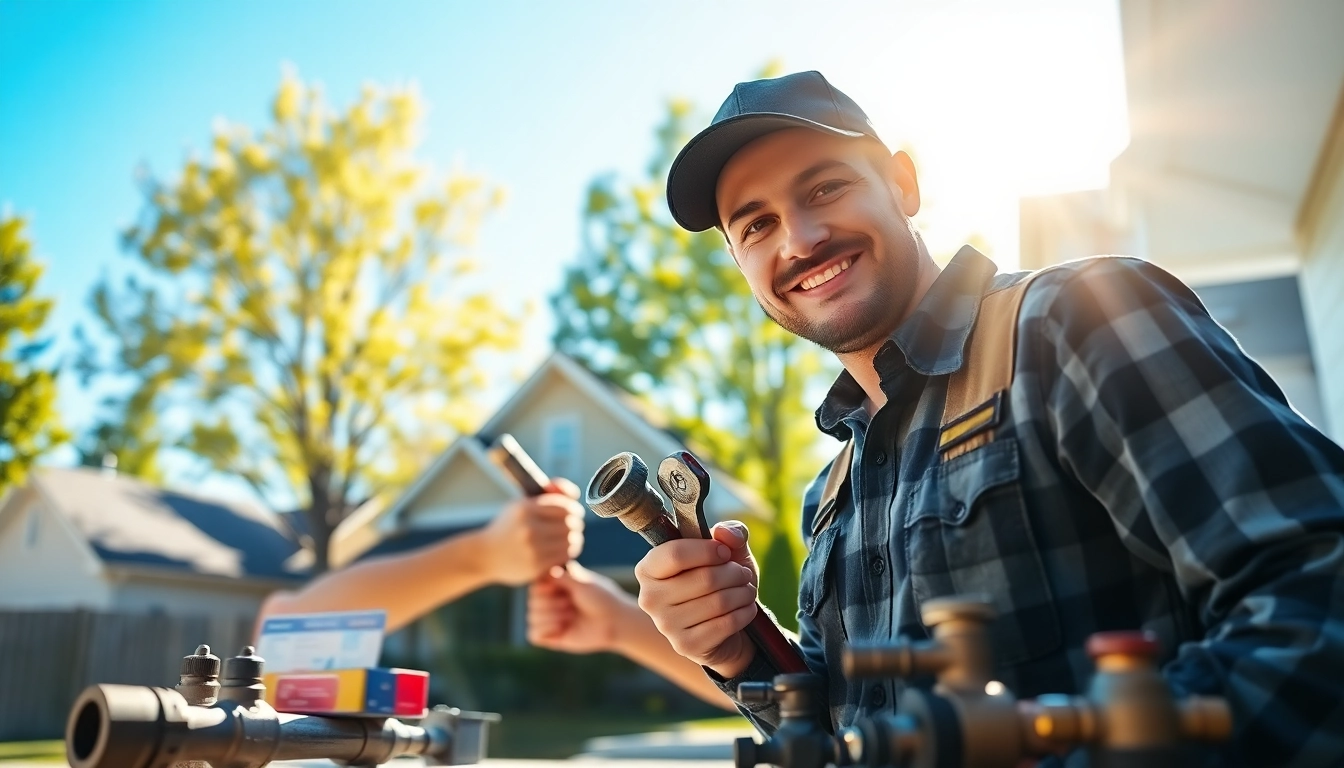 Qualified plumbers knightdale performing plumbing services in a sunny neighborhood.