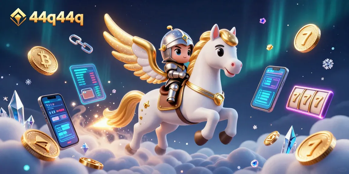 Engage with 44q44q and experience celestial gaming visuals amidst dazzling crypto elements.