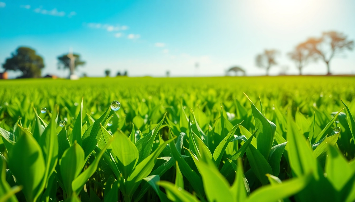 Efficient land irrigation showcasing thriving crops in a well-maintained agricultural field.