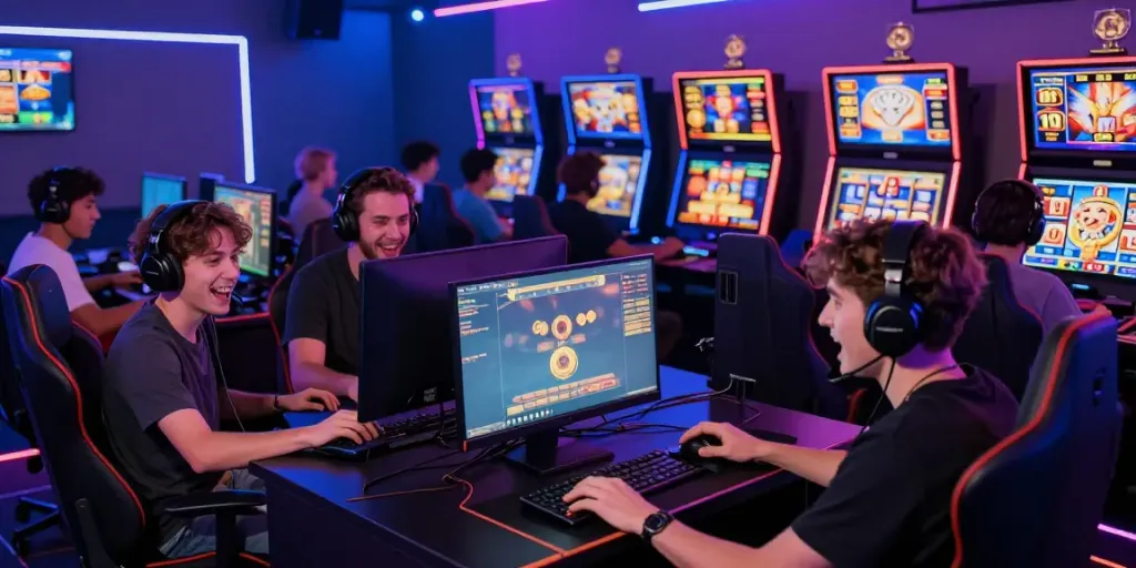 Engaged players experiencing the thrill of link slot777 in a modern gaming lounge.