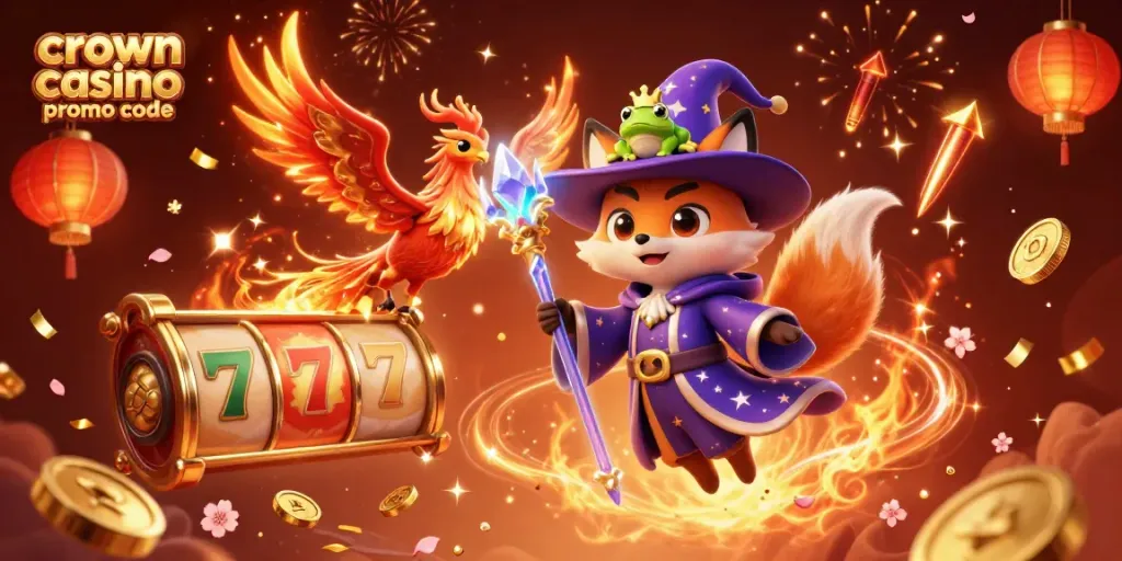 Claim your crown coins casino promo code with captivating rewards in this vibrant scene.