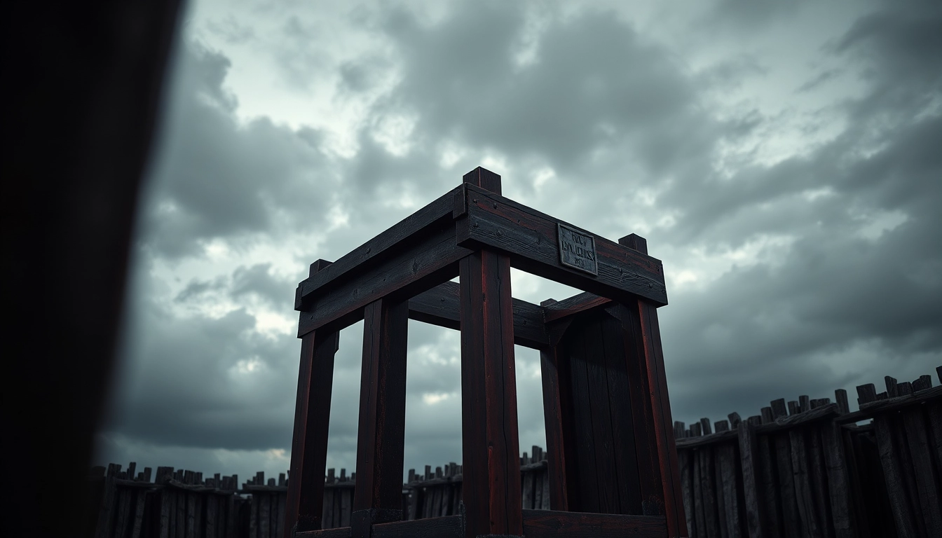 Understanding the guillotine origin phrase through a historical representation of the device.
