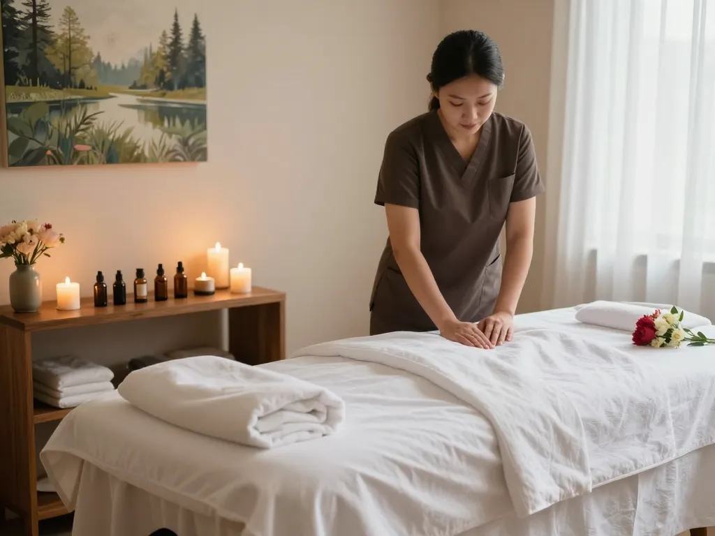Serene 부전동마사지 spa scene with relaxing setup and calming atmosphere.