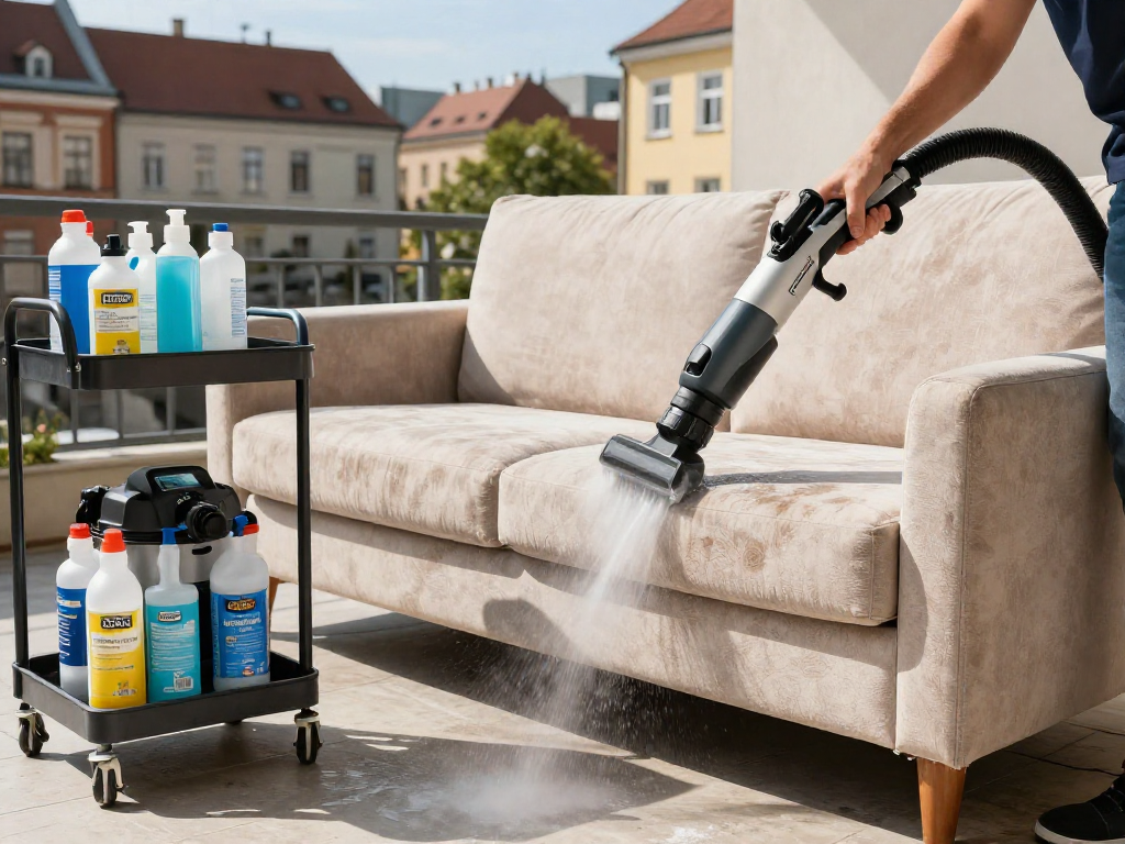 Pranie tapicerki meblowej panda-cleaner.pl we Wrocławiu, efekt przed i po.