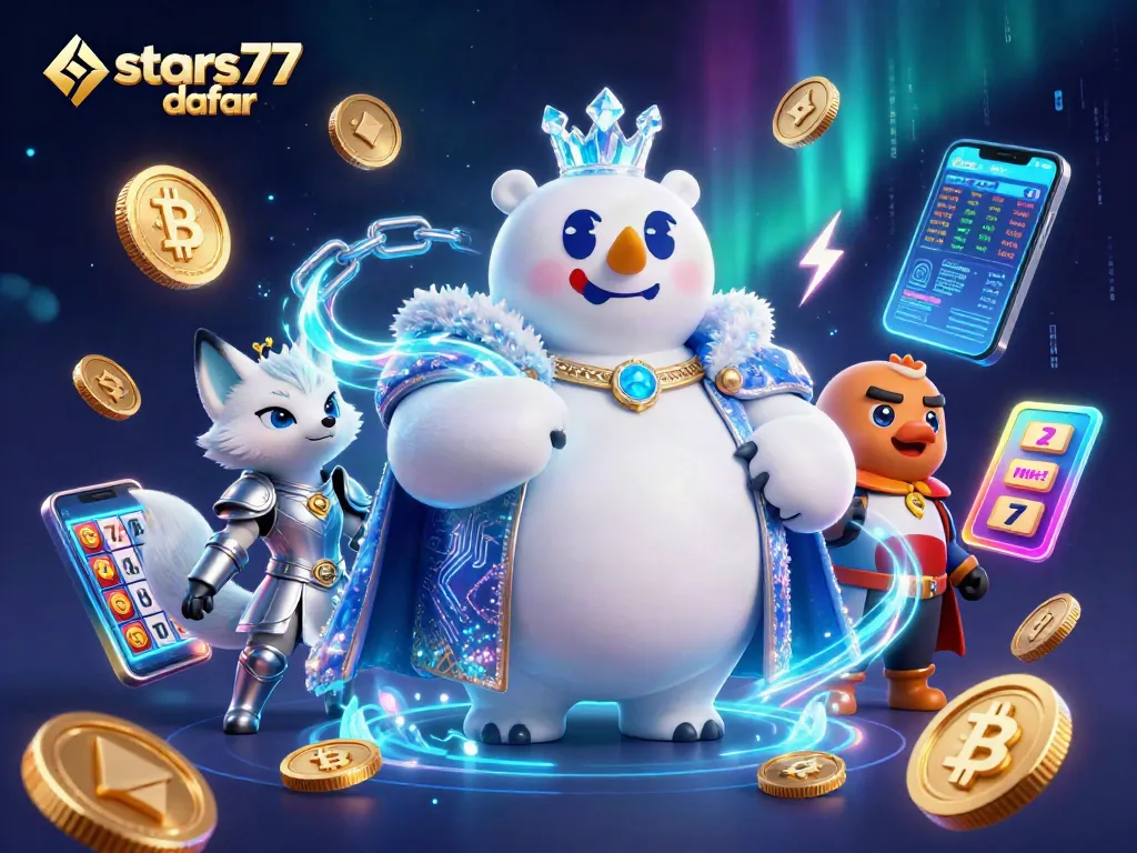 Memperoleh informasi prediksi dengan stars77 daftar, menampilkan raja es dan rubah salju dalam arena perjudian modern.