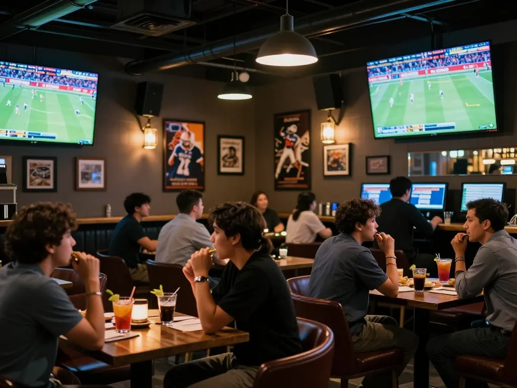 Engage with rik vip sports betting in a lively setting, showcasing guests cheering and strategizing their bets