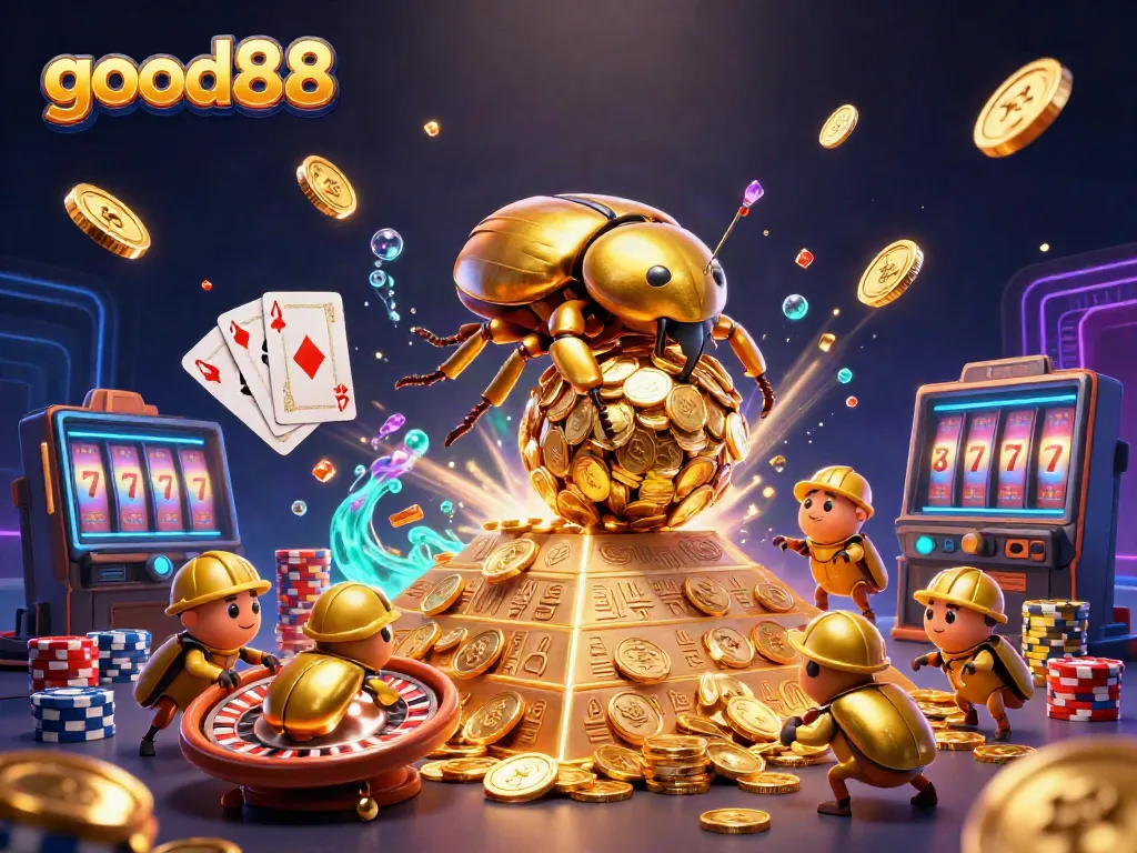 Experience the thrilling world of good88 with golden coins, classic cards, and exciting gem drops.