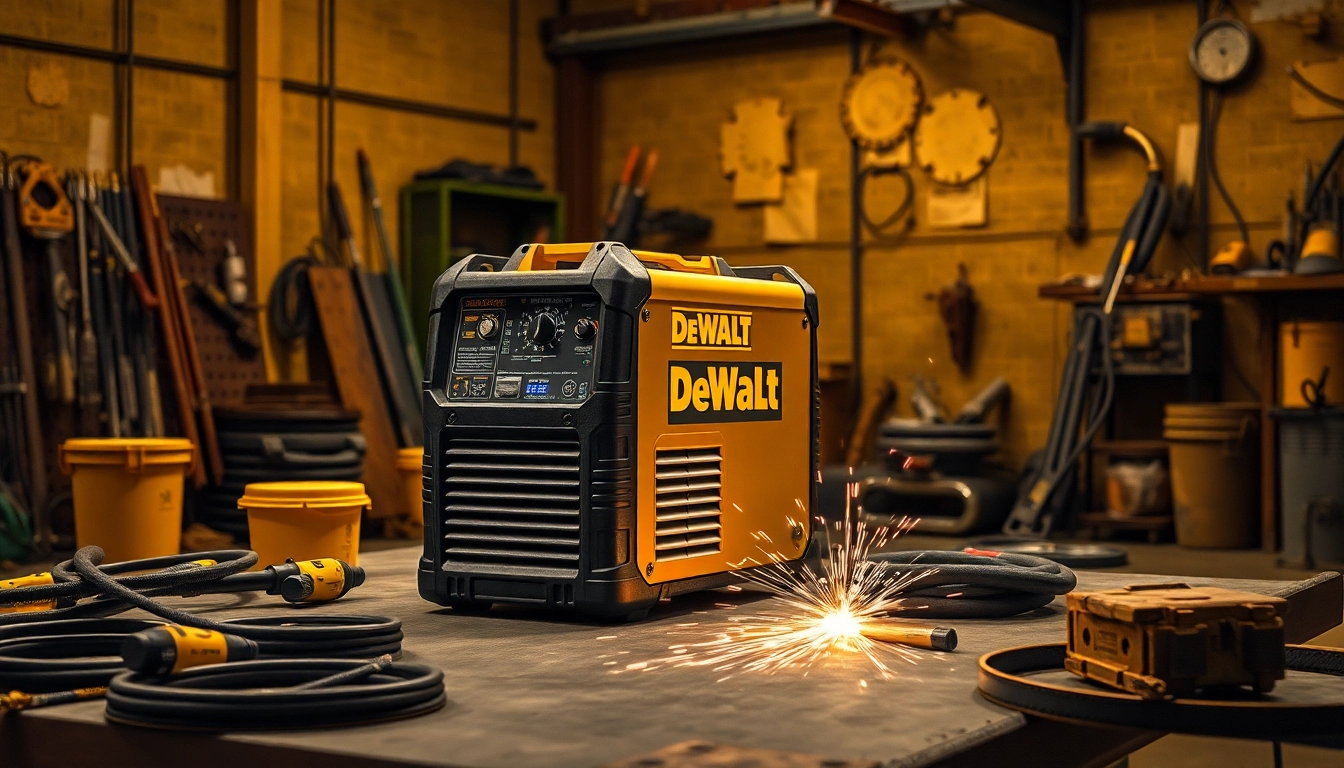 Welder using a DeWalt welding machine, showcasing its precision and innovative design.