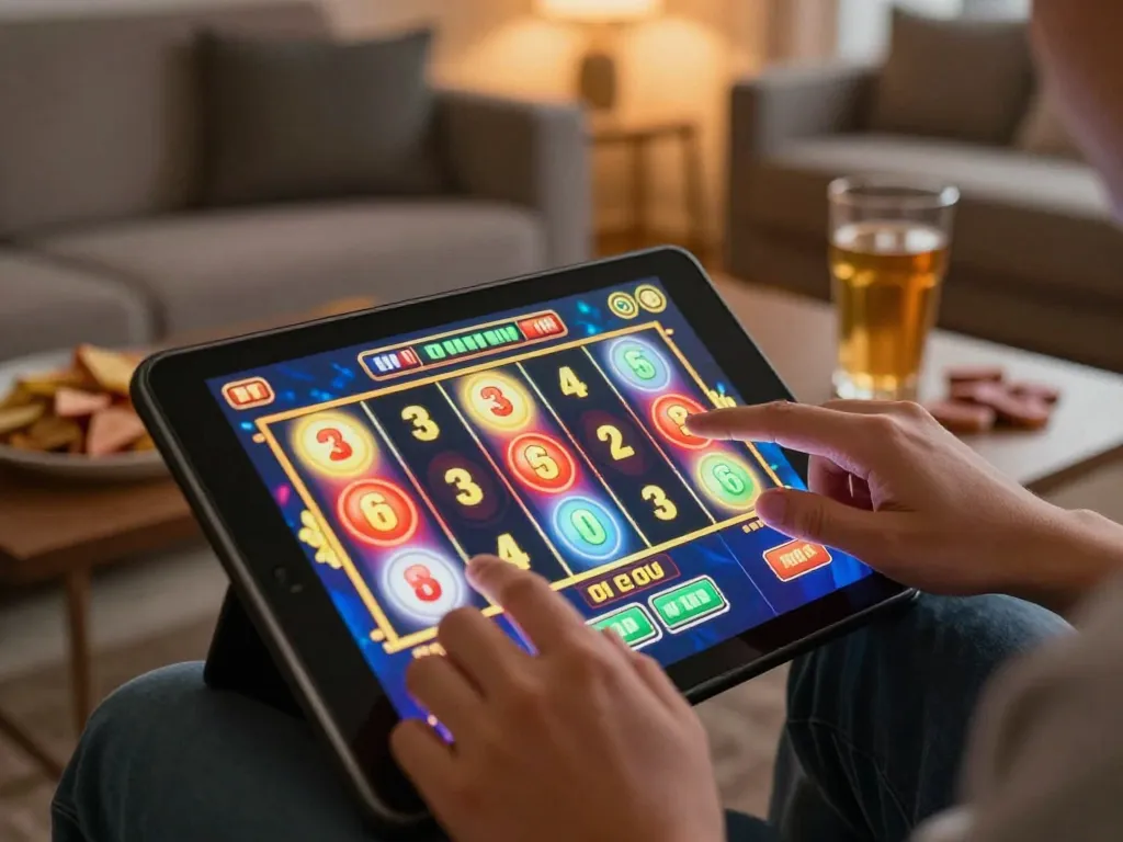 Bergabung dengan permainan link slot di tablet dalam suasana rumah yang nyaman.