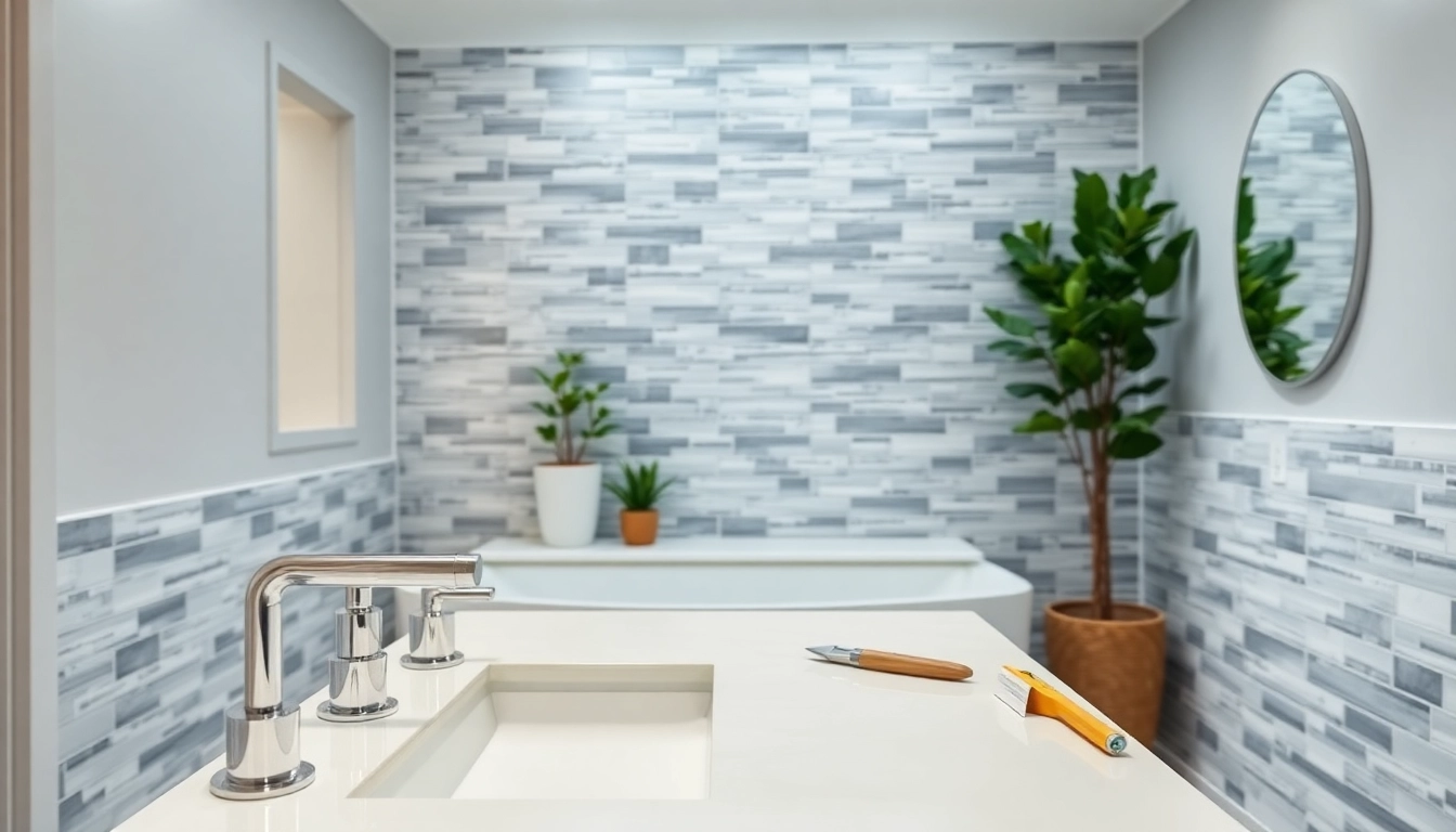 Bathroom remodel contractor showcasing a modern bathroom renovation with elegant fixtures and stylish design.