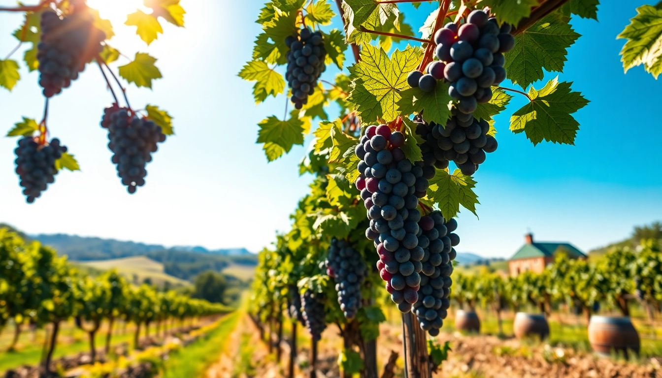 Vibrant vineyard scene in Carksburg CA featuring ripe grapes and rolling hills.