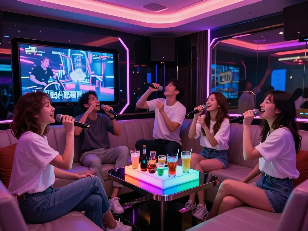 고급스러운 환경에서 친구들과 함께하는 강남퍼펙트 노래방에서의 활기찬 밤을 경험하세요.