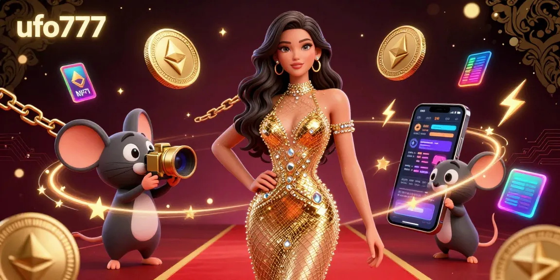 Engage with ufo777 in this vibrant 3D scene showcasing a glamorous casino atmosphere filled with crypto elements.