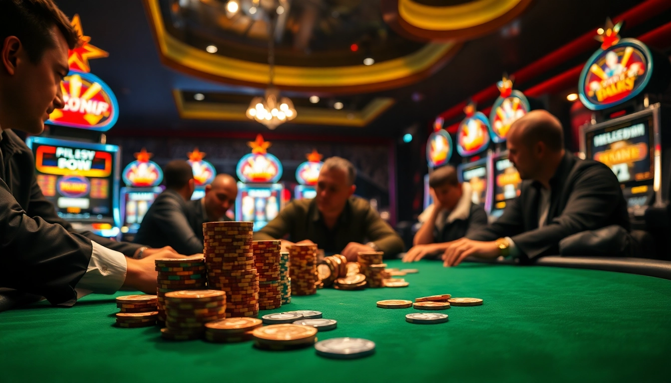 Mainkan igamble247 pada meja poker yang ramai, dengan pemain serius dan tumpukan chip yang tinggi.