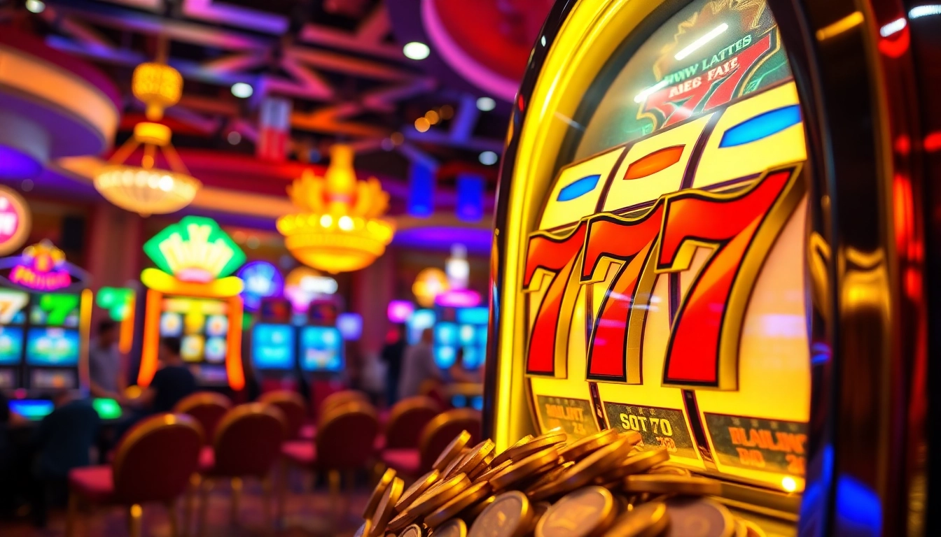 Menangkan hadiah menarik di slot777 dengan mesin slot yang gemerlap dan coins bertebaran.
