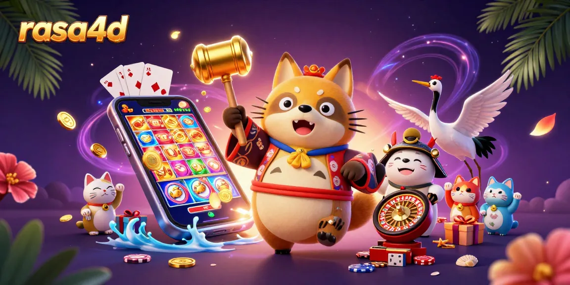 Rasa4d menampilkan ilustrasi kasino 3D dengan karakter beruntung dan permainan menarik