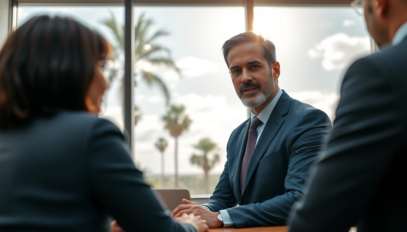 Consultation with a Palm Harbor Family Lawyer in a bright office, showcasing professionalism.