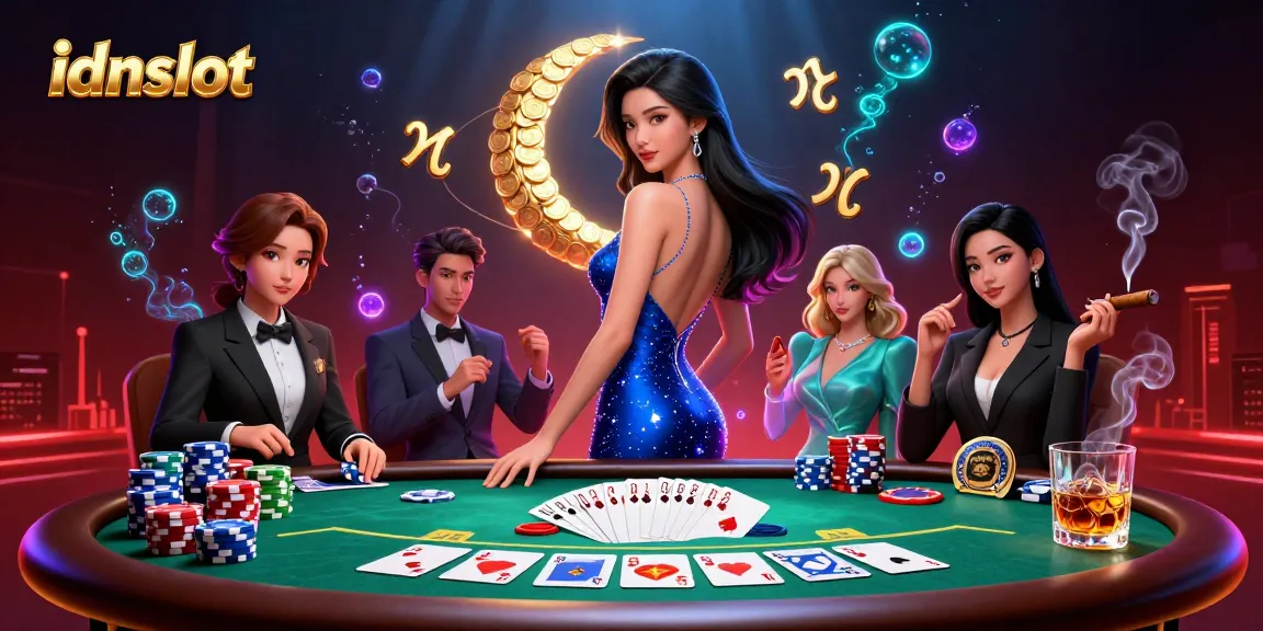 Join the excitement of idnslot poker with this stunning night-themed illustration.