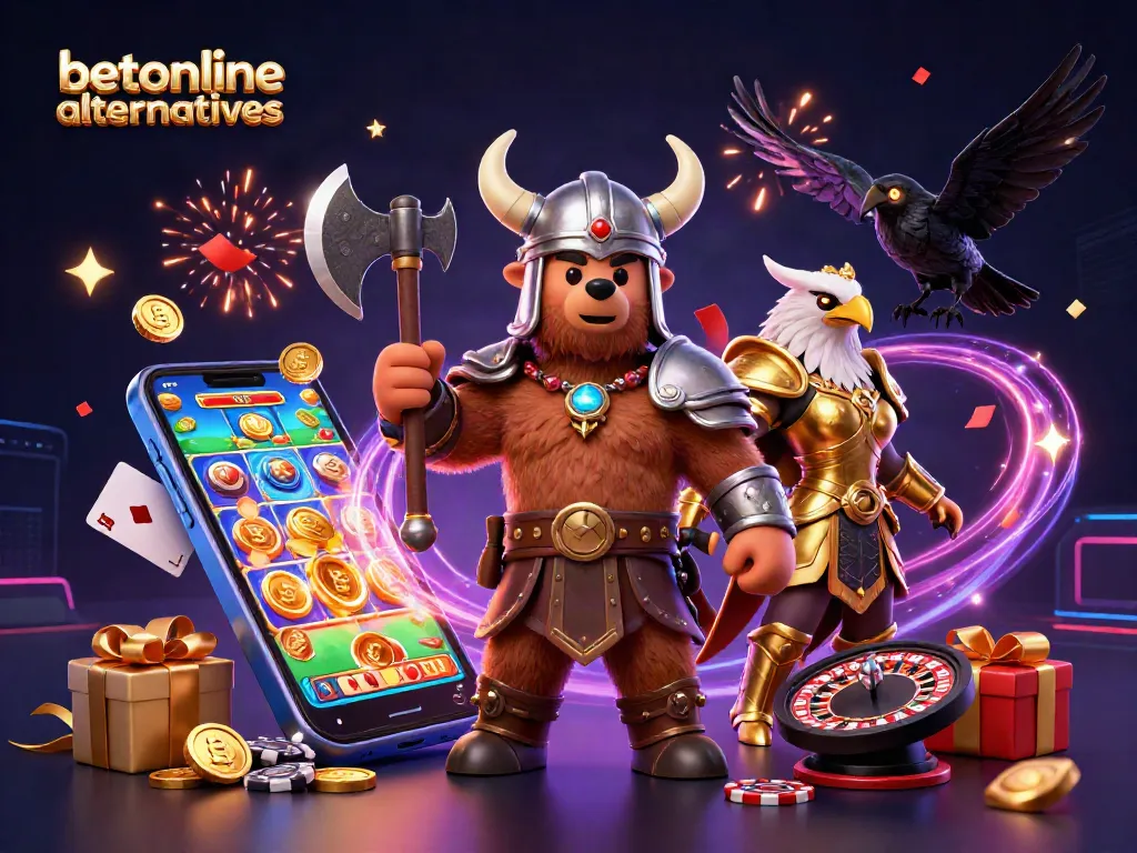 Engage with betonline alternatives featuring spirited Viking and Valkyrie characters amidst gaming excitement.