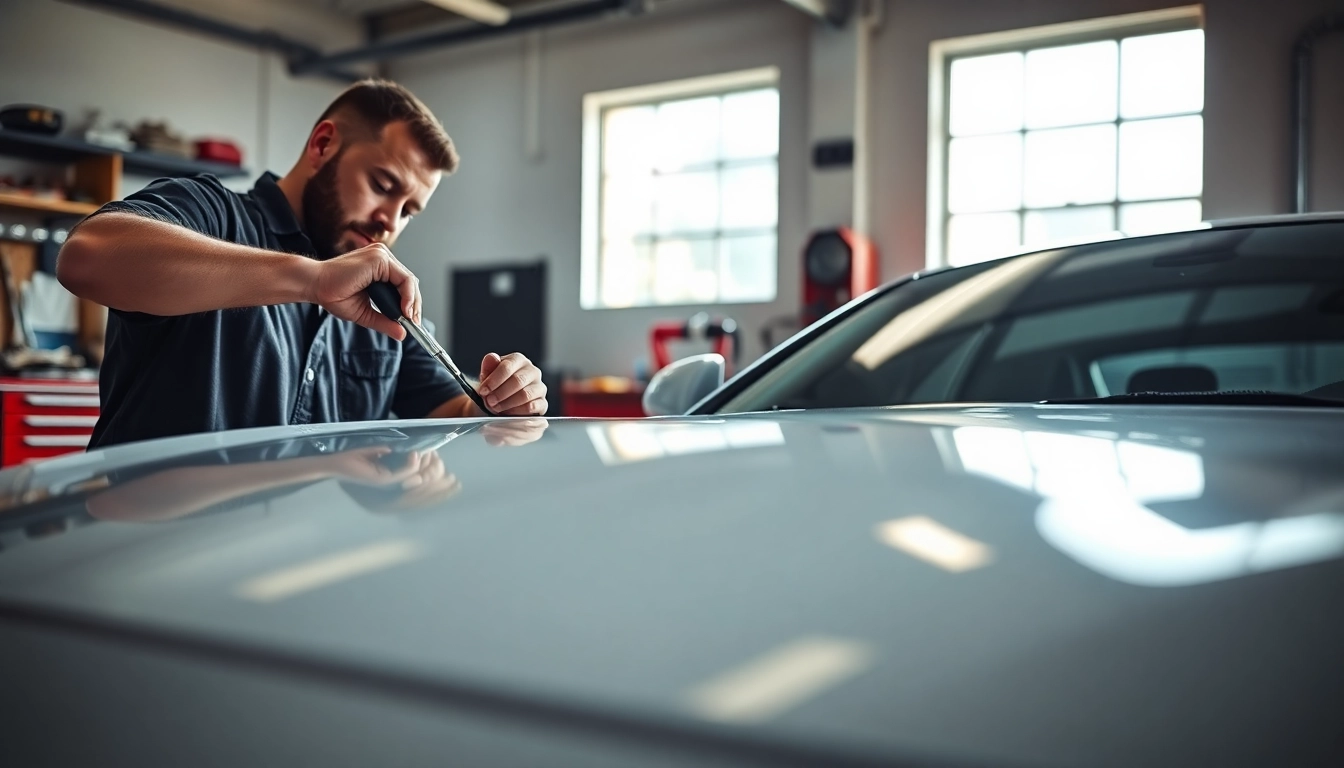 PPF installer in Fort Worth and surrounding areas applying protective film to a car.