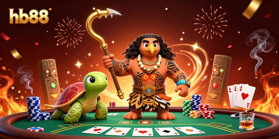 Experience thrilling poker action with hb88, featuring a demigod hawk and chip stacks.