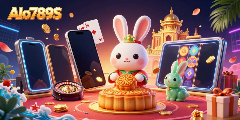 Engage in thrilling gambling adventures at Alo789S, featuring a playful moon rabbit themed casino.