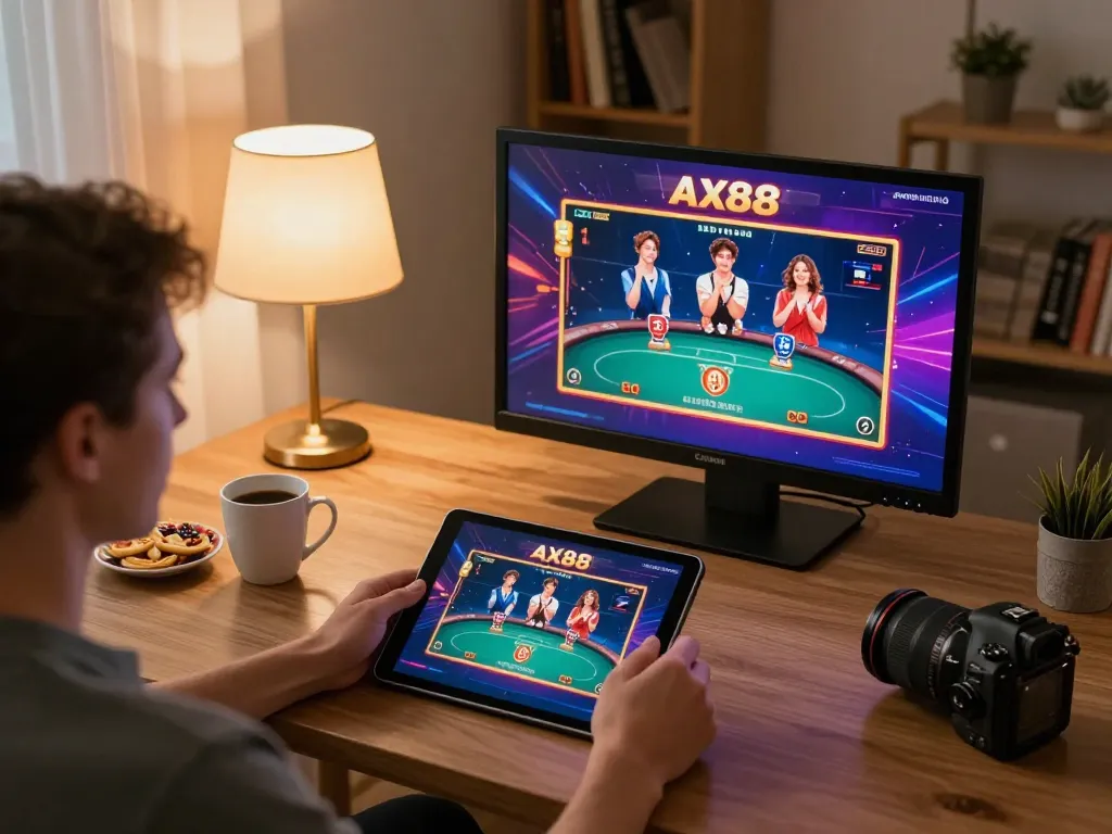 Engaging online betting on ax88 shows a player immersed in gameplay on a tablet.