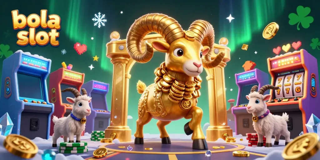 Engage with the vibrant bola slot casino atmosphere featuring golden ram and arcade games.