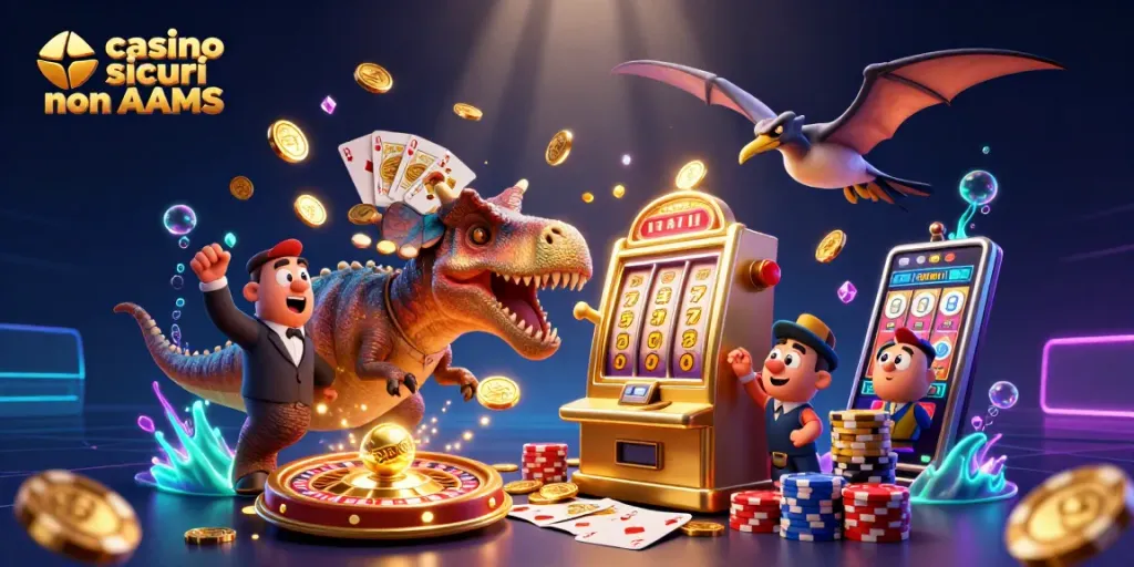 Interazione ludica in un casinò sicuro non AAMS con personaggi animati e vincite spettacolari.