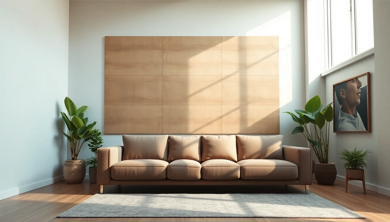 Create a sophisticated ambiance with the wall accent panel in a modern living room setting.