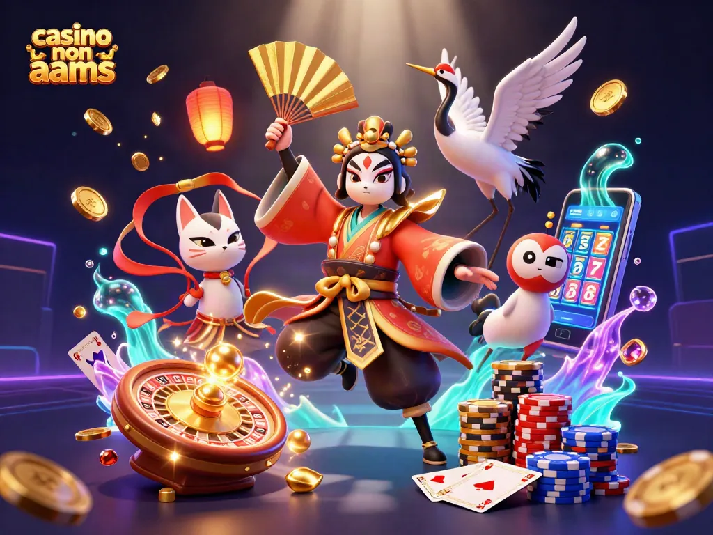 Giocando nei casinò non AAMS con il guerriero kabuki e le slot machine nei dettagli vibranti.