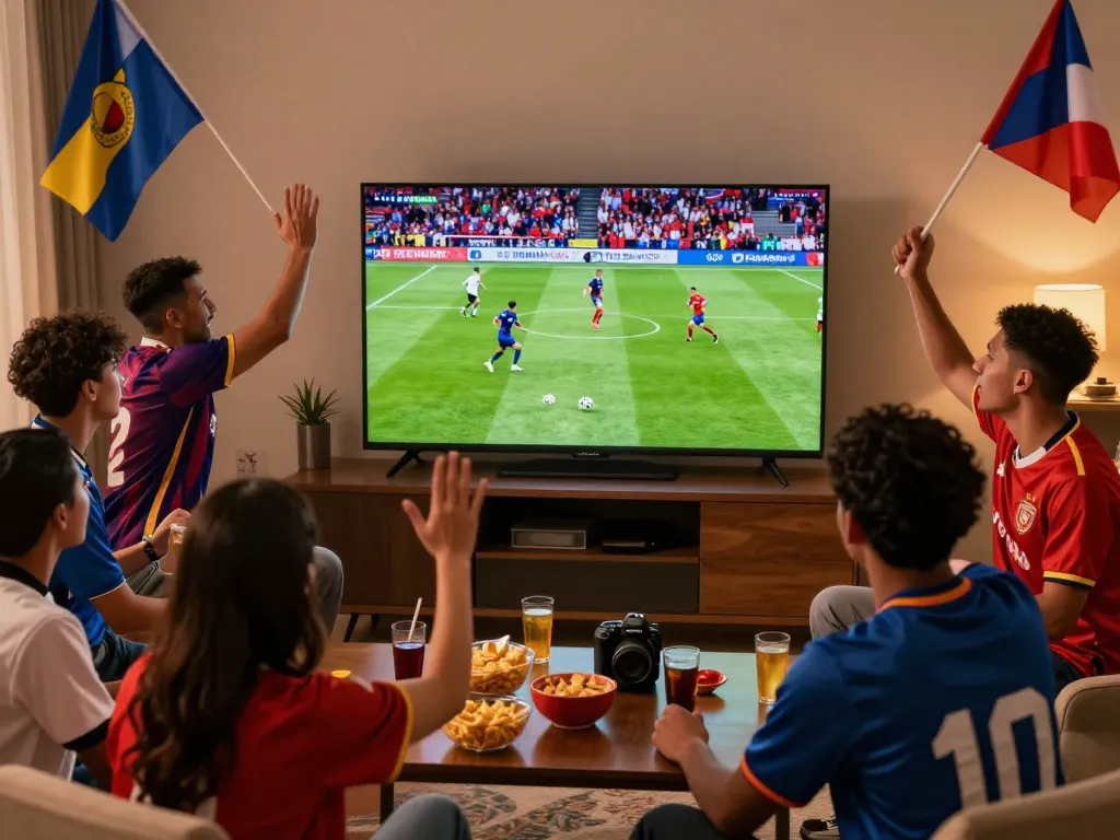 Cakhiatv live football streaming brings fans together in a vibrant, exciting atmosphere, watching a match on a big screen.