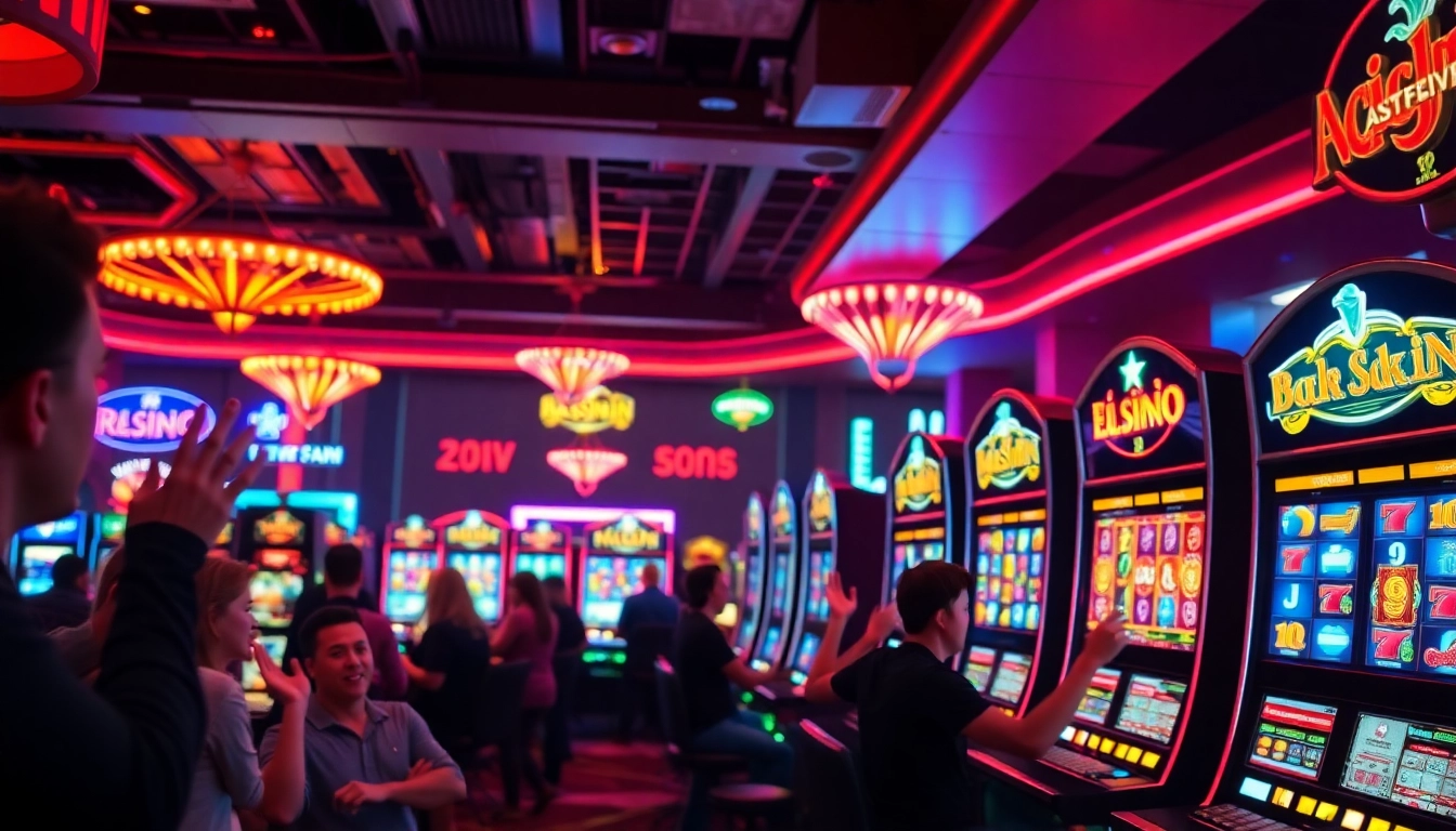 Slot depo 1k pada mesin slot dengan pemain yang antusias merasakan keseruan judi.