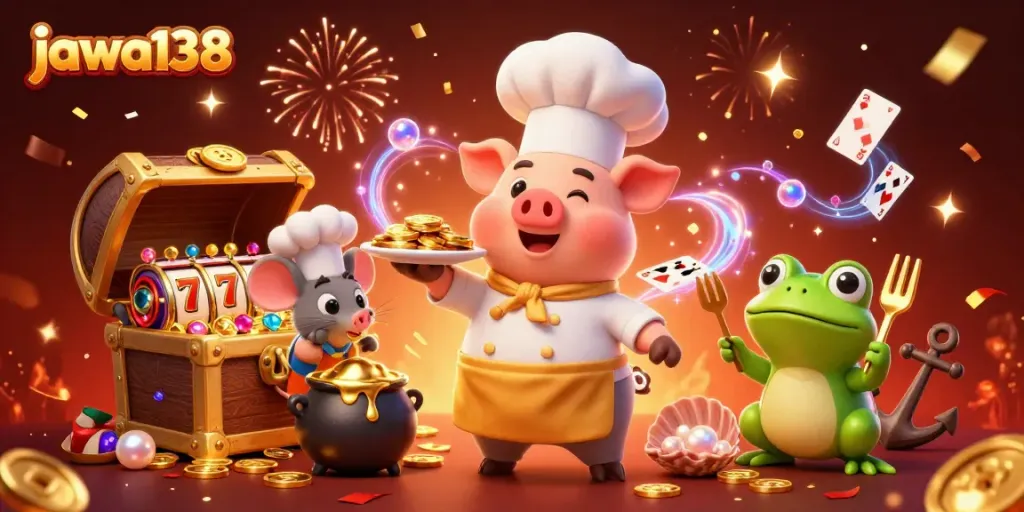 Experience jaw-dropping wins at jawa138 with 3D cartoon characters celebrating on a vibrant casino scene.