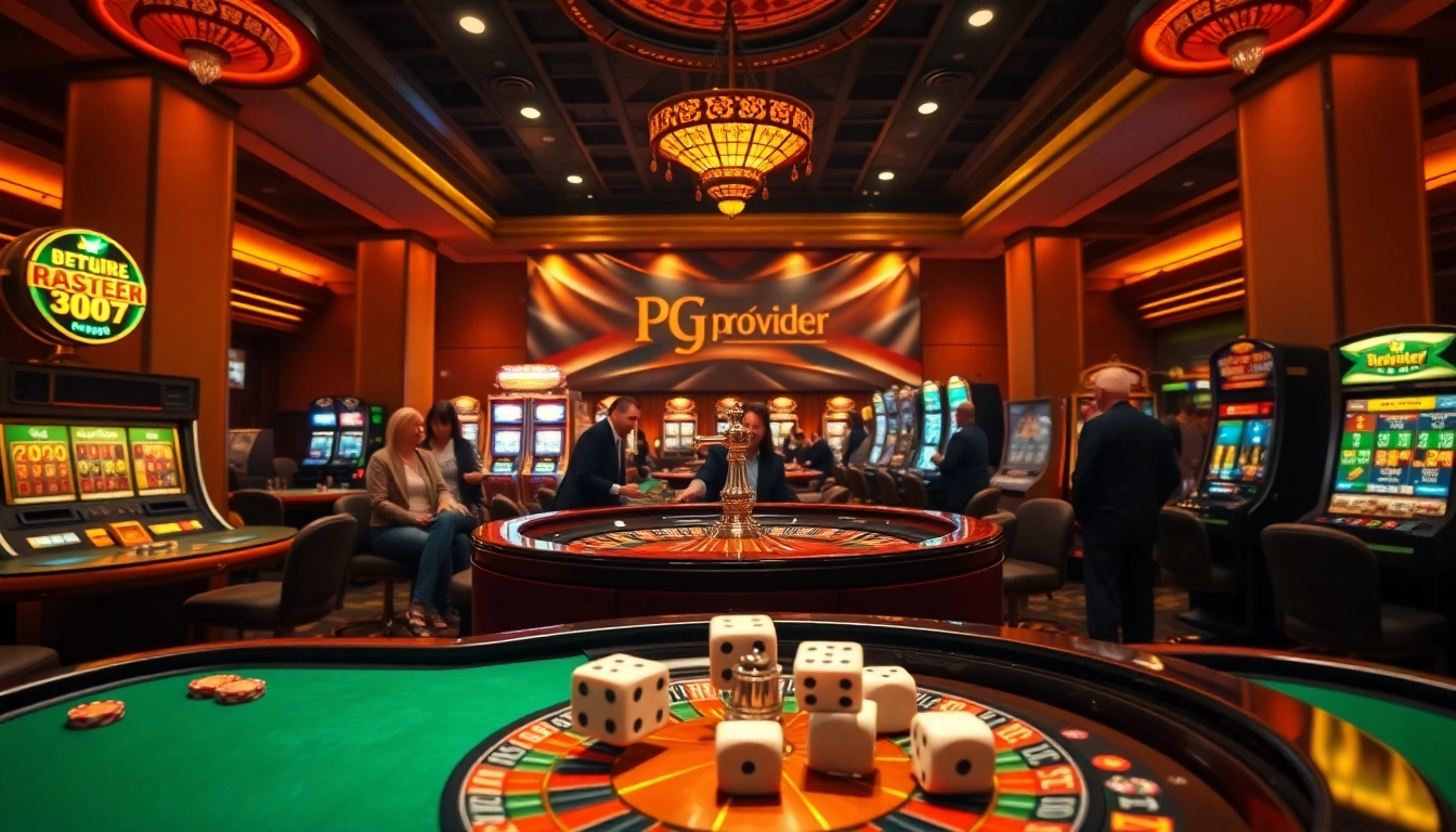 Players enjoying casino games facilitated by PG Provider in a luxurious setting.