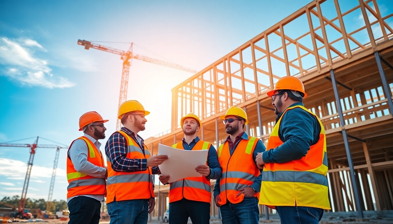 Construction association South Carolina workers collaborating on a vibrant job site.