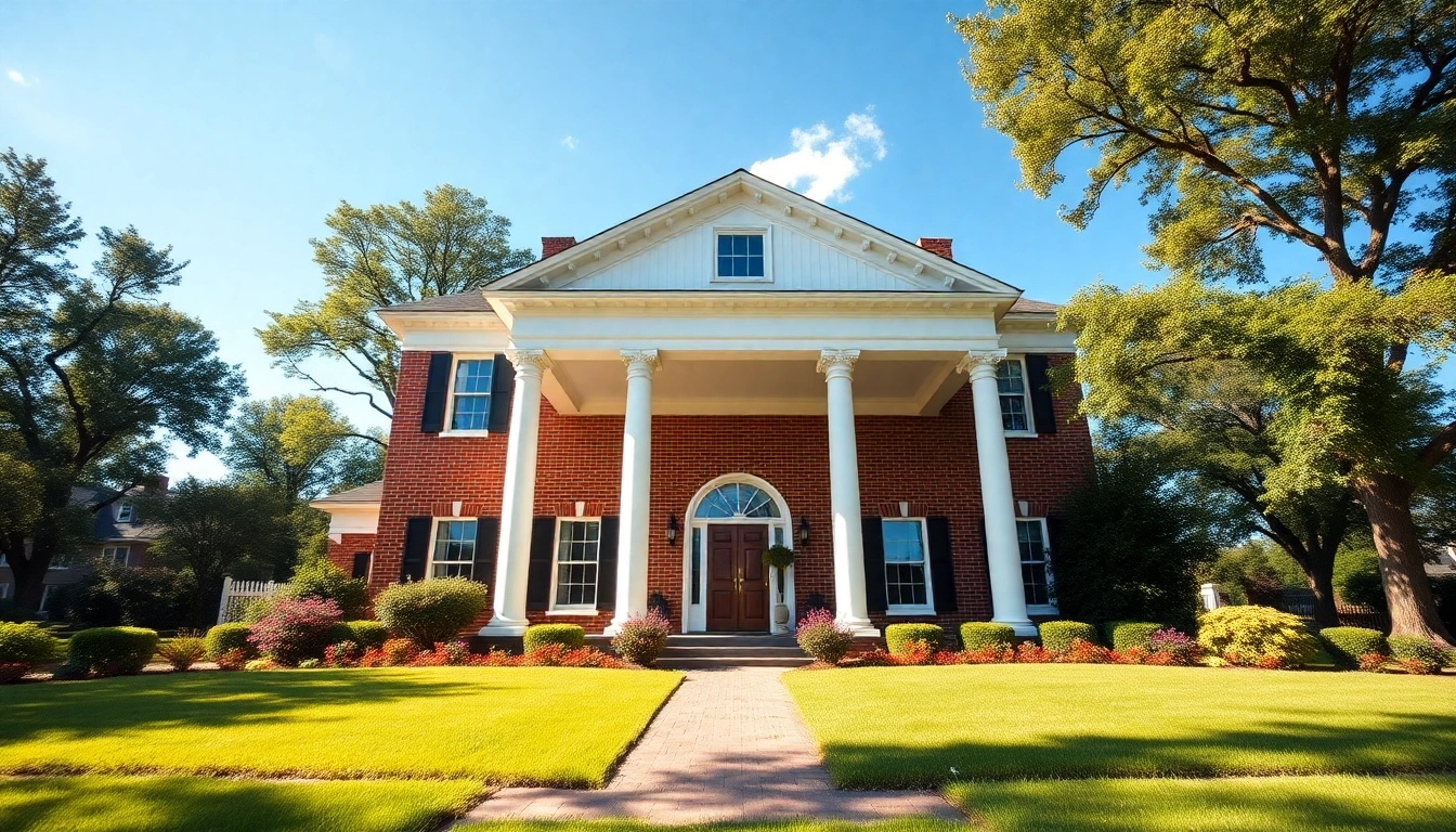 Stunning colonial home build showcasing classic architecture surrounded by a lush green landscape.