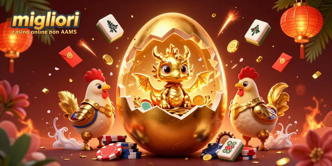 Scopri i migliori casino online non AAMS con un drago d'oro tra fiches da poker in un'illustrazione vivace.