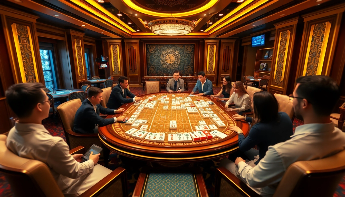 Pemain terlibat dalam permainan Mahjong Ways 2, menonjolkan kegembiraan dan strategi di sebuah kasino mewah.