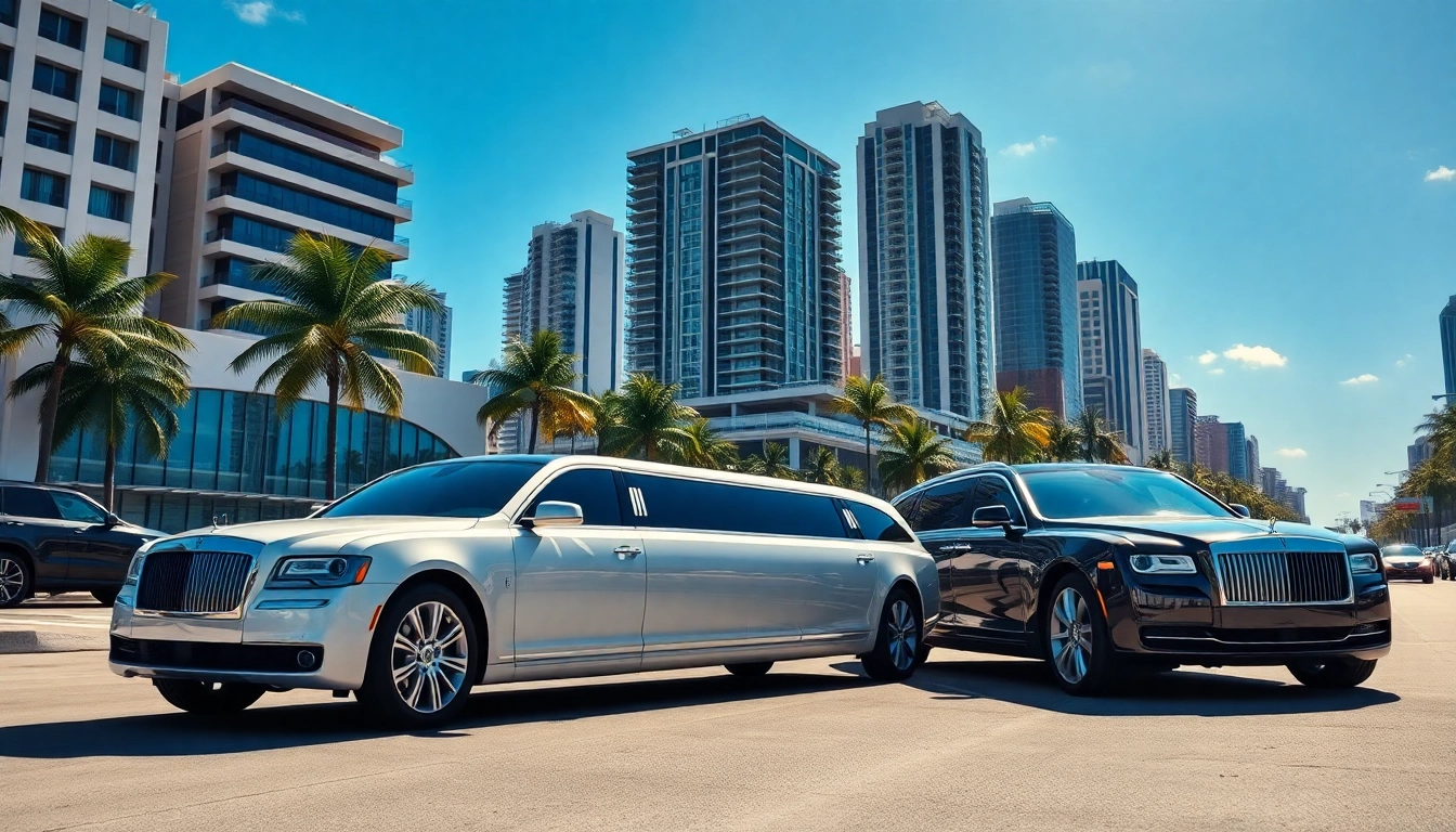 Limo companies in Miami providing luxury transportation services in a vibrant city setting.