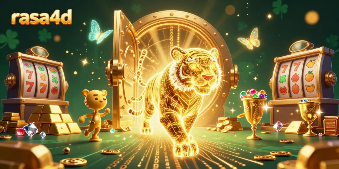 Rasakan keajaiban rasa4d saat singa emas bercahaya berkelana di kasino digital penuh harta.