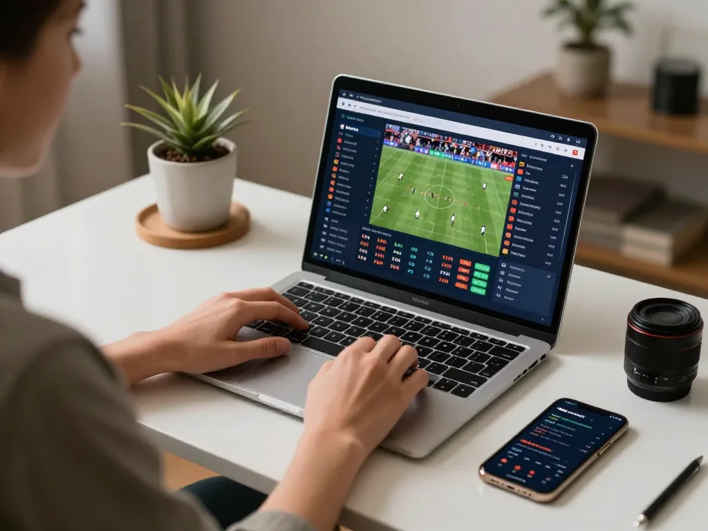 Place bets confidently on SC88 with a stylish online gaming setup showcasing live sports odds.