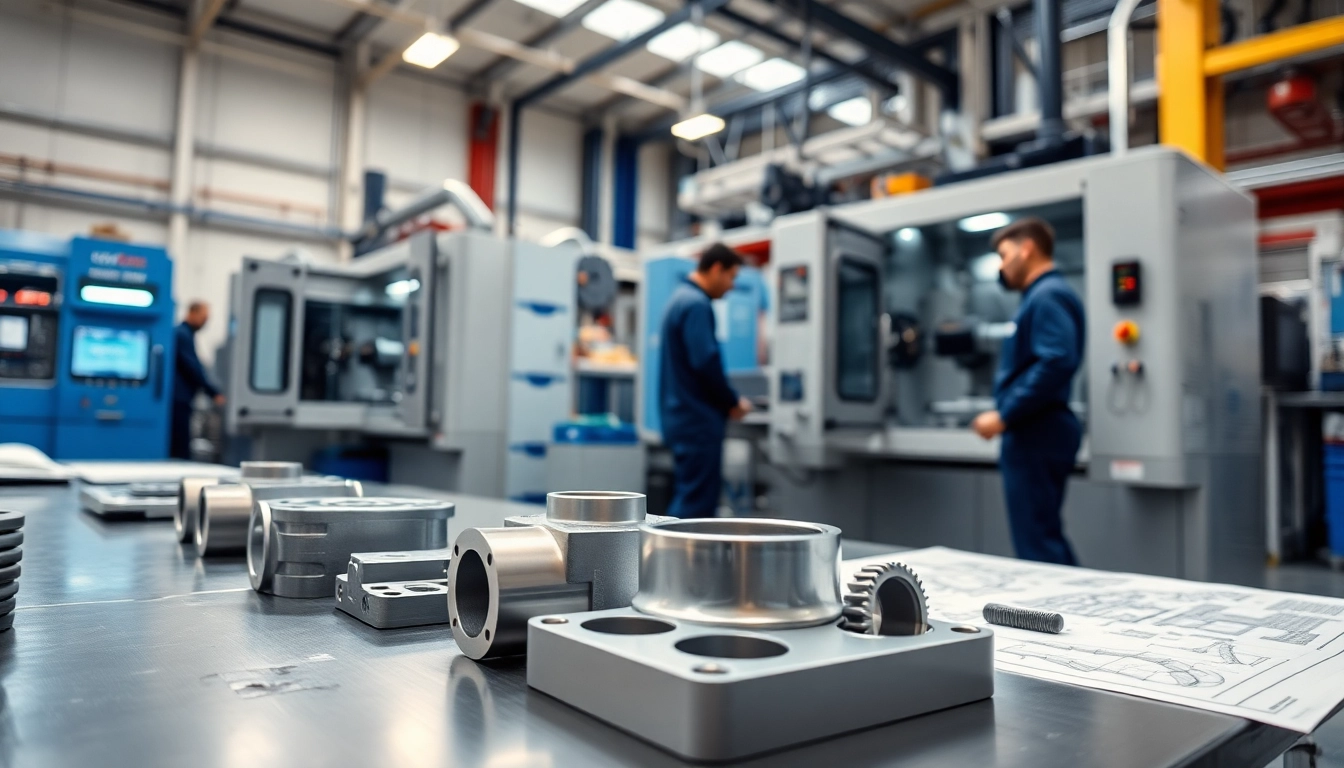 Custom part manufacturer showcasing precision components in a modern workshop.