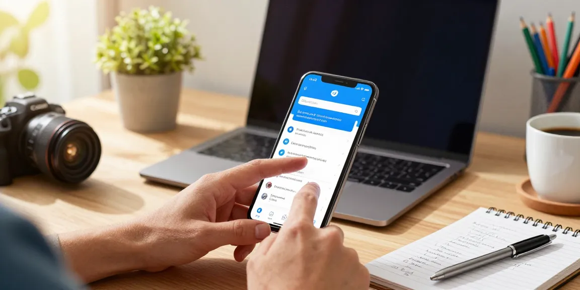Engaging in the telegram china app download process with vibrant tech gadgets and smartphone interaction.