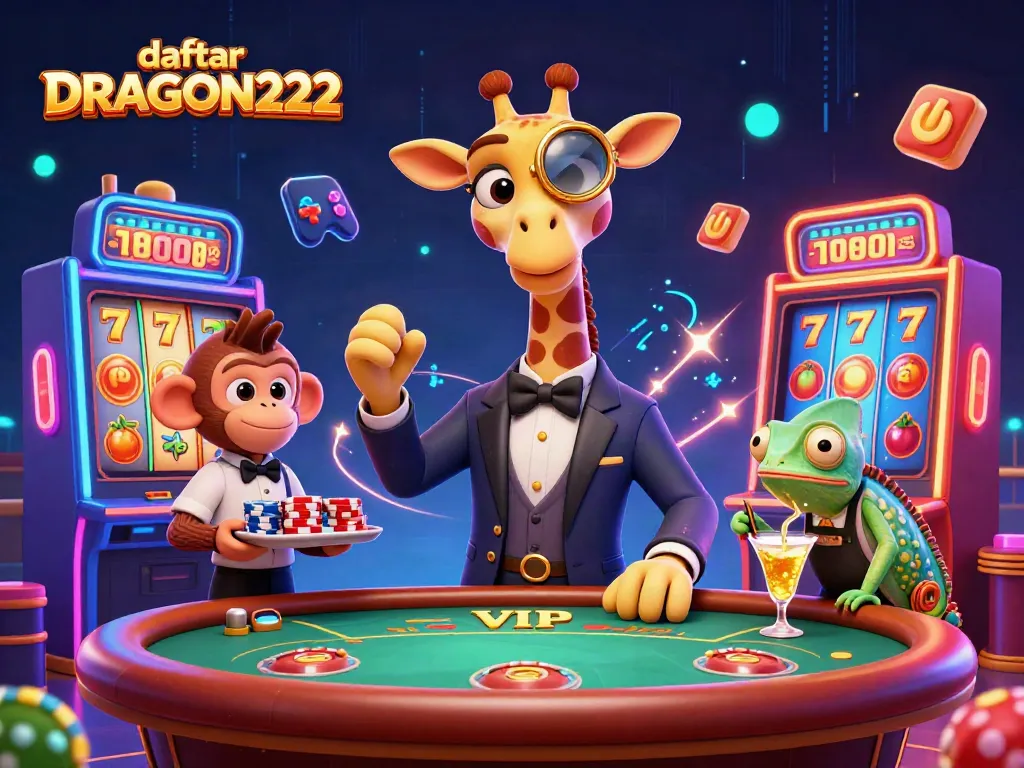 Spin reels and win big in the daft DRAGON222 slot experience, featuring vibrant 3D characters and elements.