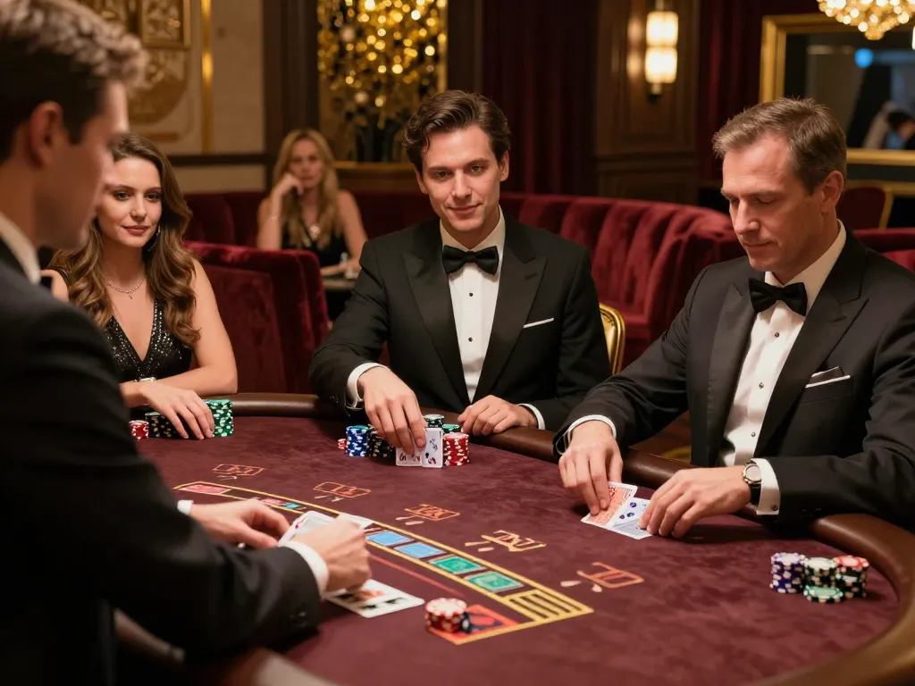Engaging players at DU88 blackjack table in a luxurious casino atmosphere.
