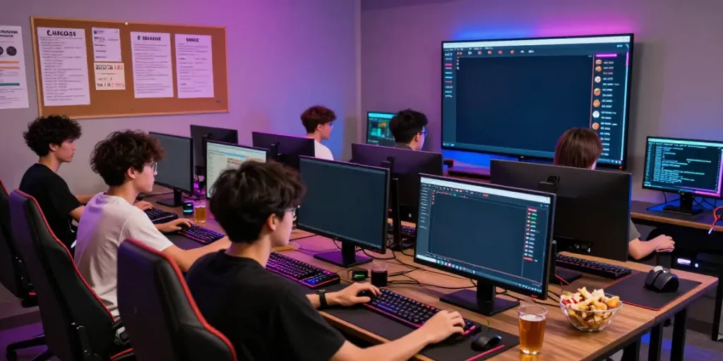 Players enjoying togel online games in a vibrant gaming setup.