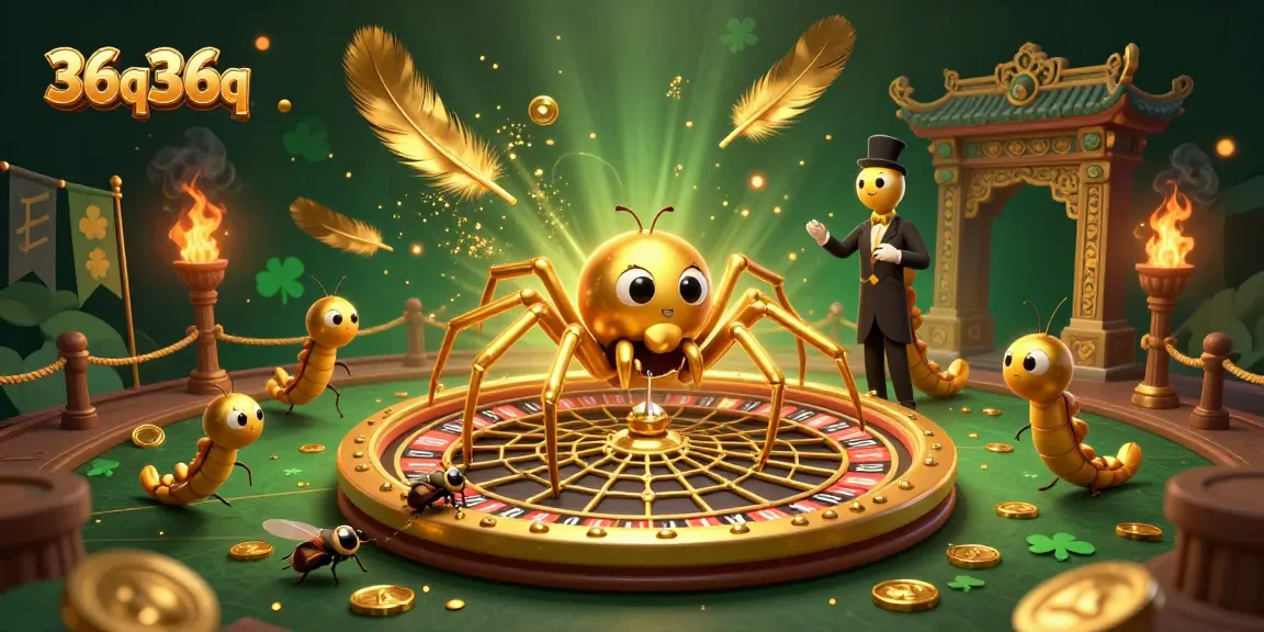 Experience thrilling bets with 36q36q in a vibrant, gambling-inspired scene featuring a spider and centipede.